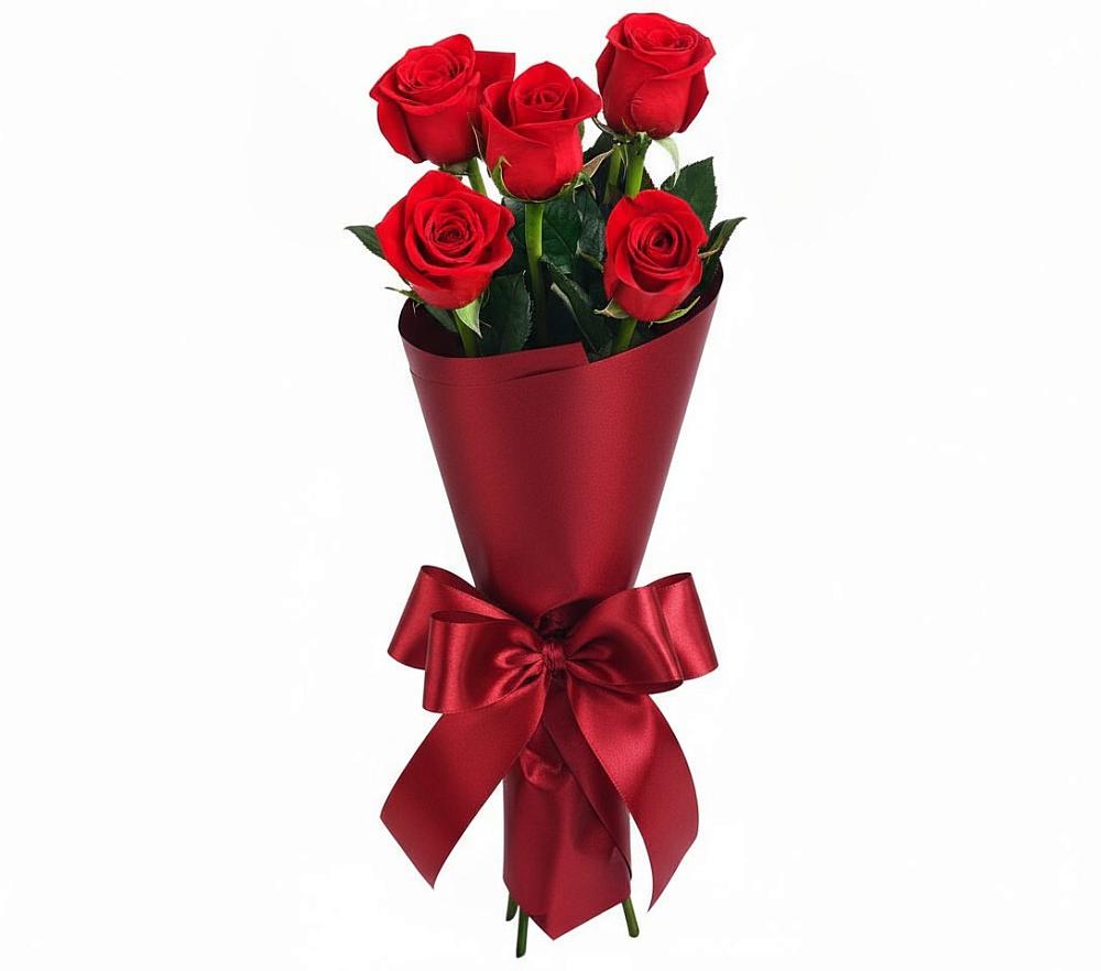 Букет 5 Красных роз Эдлесс Лав в Коломыцево