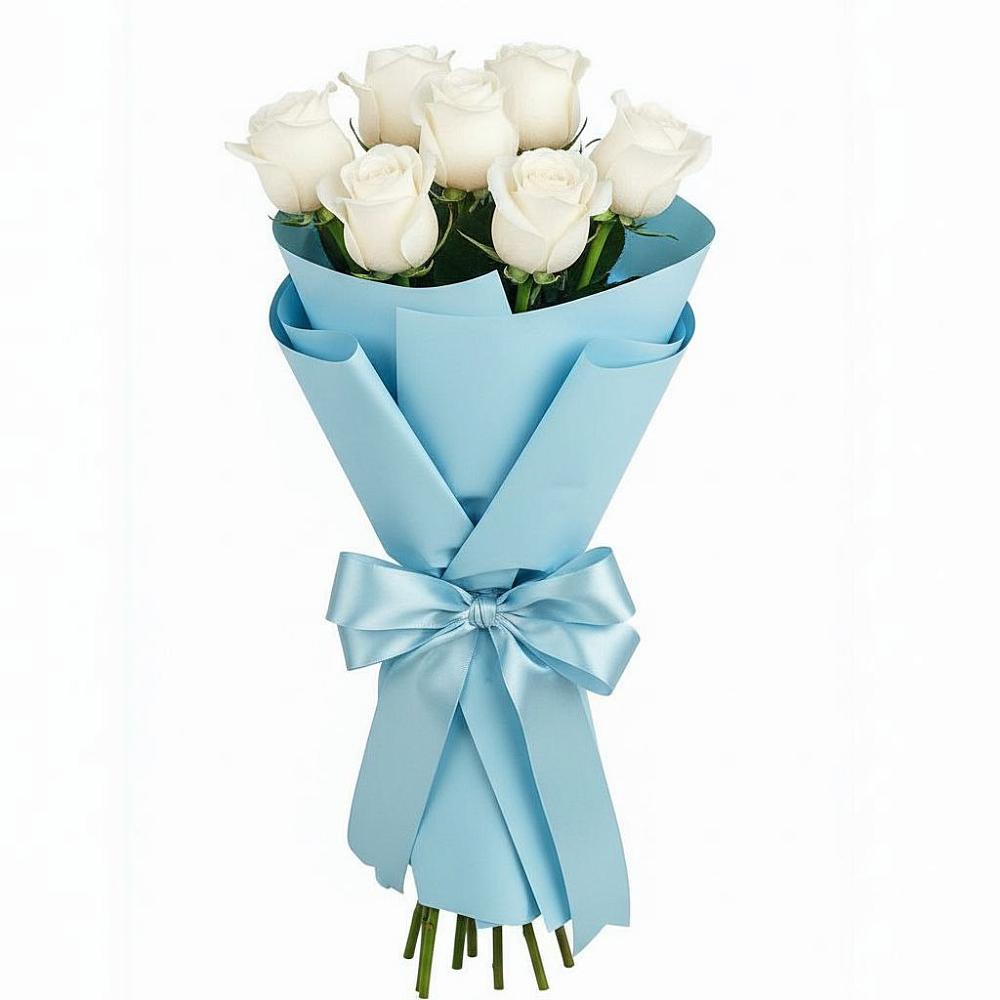 Букет 7 белых роз Проуд в Коломыцево