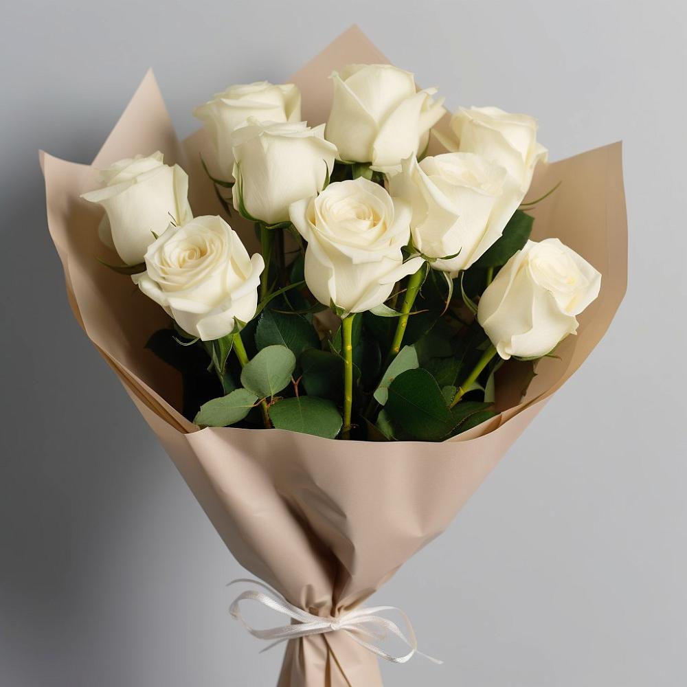 Букет 9 Белых роз Эдлесс Лав в Коломыцево