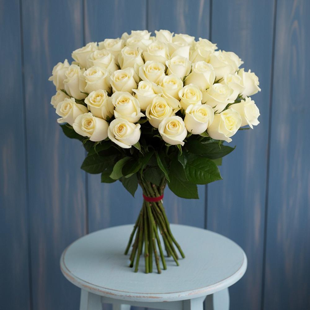 Букет 51 Белая роза Эдлесс Лав в Коломыцево