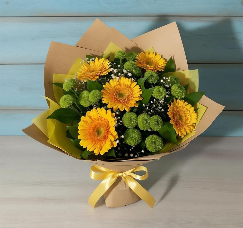 Букет цветов из: Герберы и Хризантемы в Коломыцево