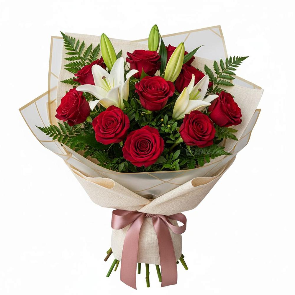 Букет цветов из: Лилии и Розы в Коломыцево