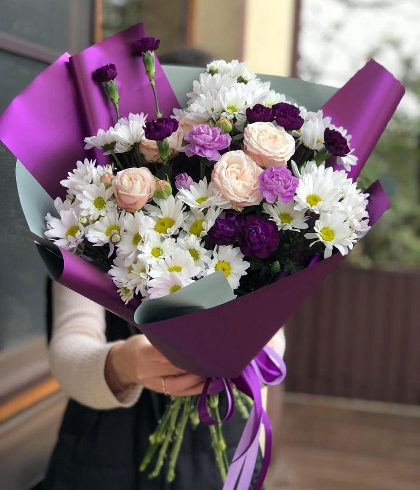 Букет цветов из: Хризантемы, Гвоздики и Розы в Коломыцево