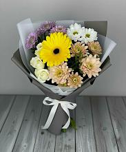 Букет цветов из:  Розы, Герберы и Хризантемы #REPLACE_PRED# Коломыцево