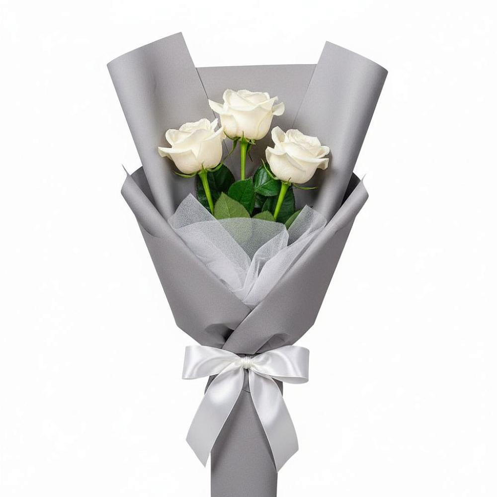 Букет 3 белые розы в Коломыцево