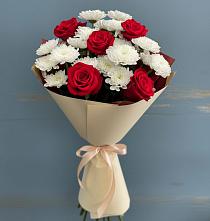 Букет цветов из:  Розы и Хризантемы в Коломыцево