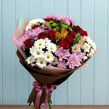 Букет цветов из:  Розы, Хризантемы и Альстромерии в Коломыцево
