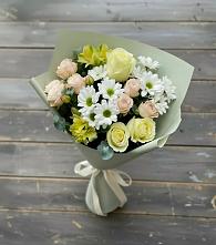 Букет цветов из:  Альстромерии, Розы и Хризантемы в Коломыцево