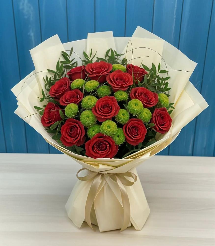 Букет цветов из: Розы и Хризантемы в Коломыцево